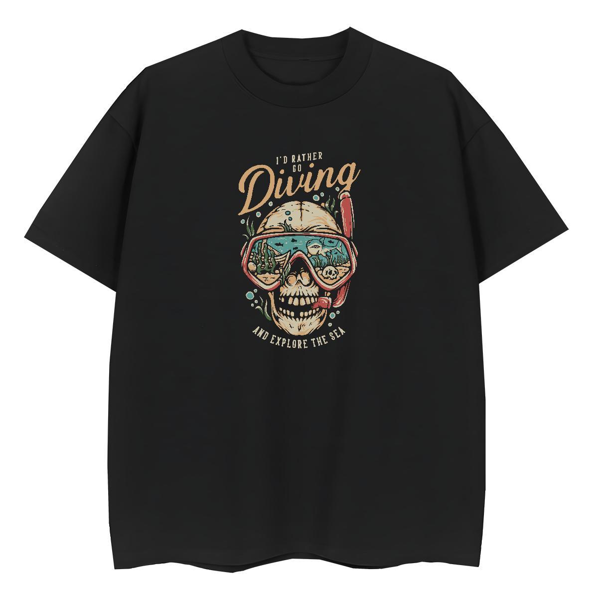 2024 Women T Shirts 100% Cotton 230g Crew Neck Breathable Beach skull Women Tees Unisex Oversized L-4XL Top Tees