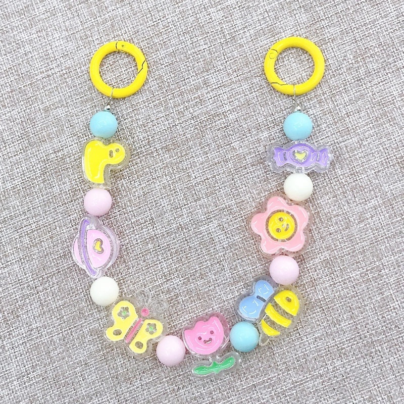 Yilian's new acrylic candy colored drip oil hand-held DIY jewelry accessories, handmade bead anti loss chain