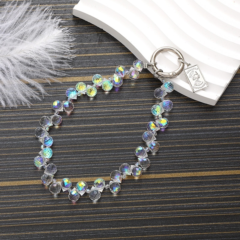 Yilian's new crystal teardrop bead pendant, phone case, keychain, hanging accessory, headphone chain, light luxury accessory