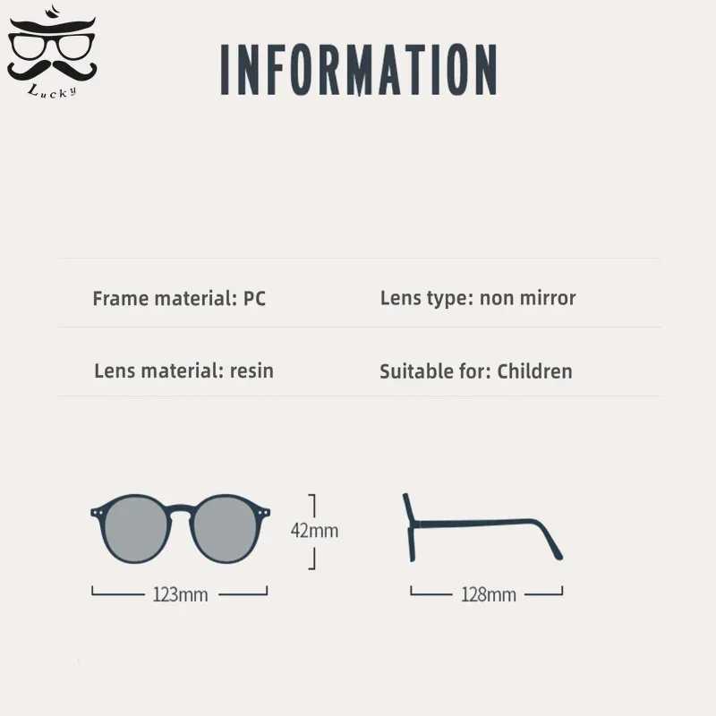 Fashionable childrens anti blue light glasses retro round frame for boys and girls computer glasses protective glasses regular glasses W240906