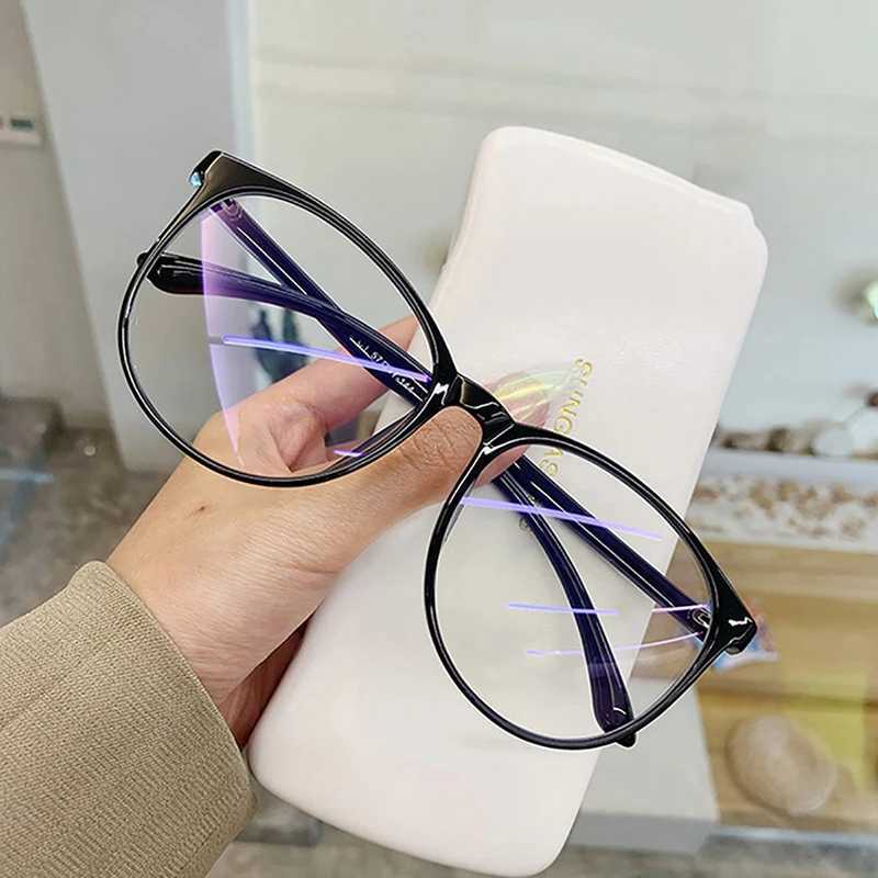 Womens transparent computer glasses frame anti blue light circular glasses optical glasses lens black glasses fashion gift W240906