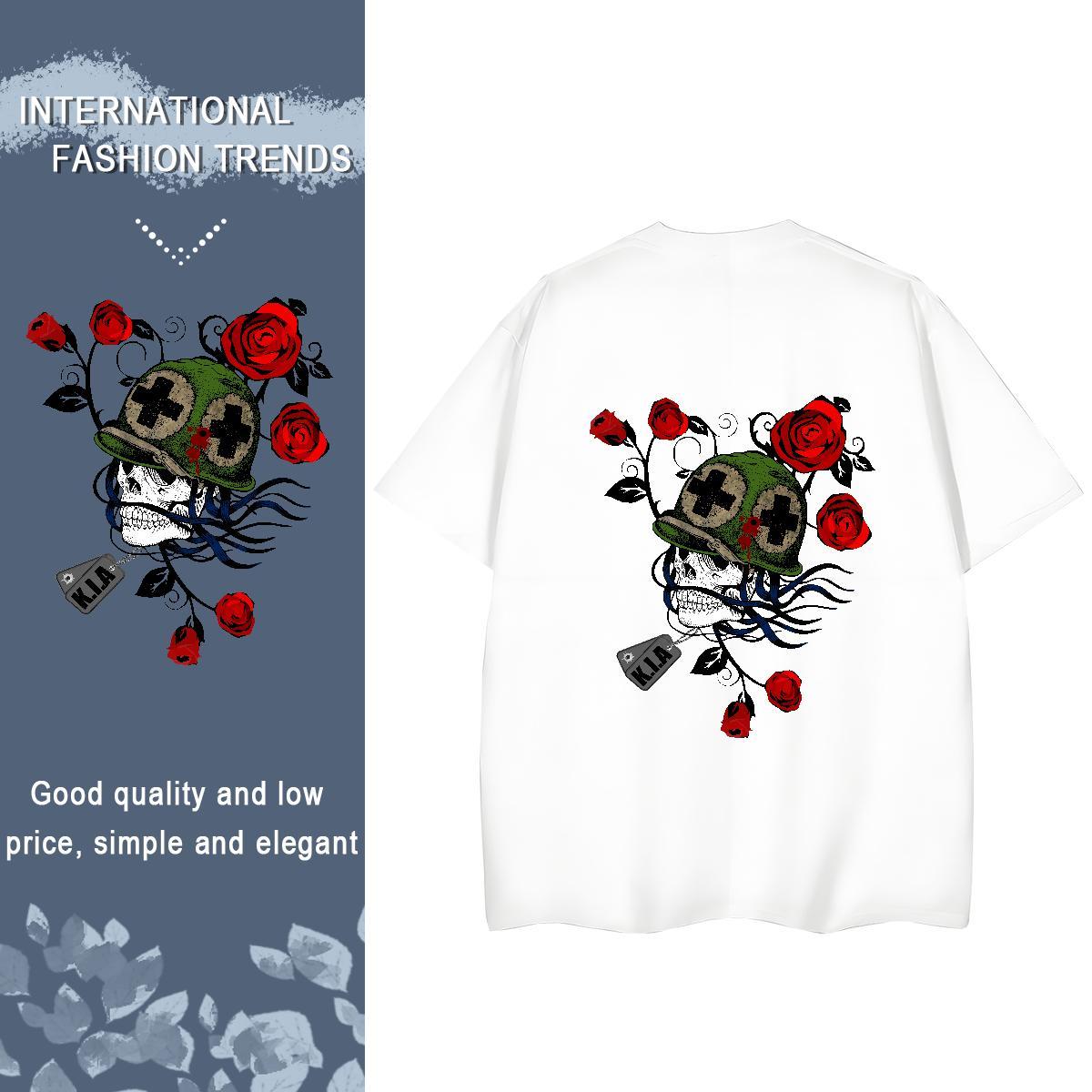 Designer T Shirt For Woman 100% Cotton 230g Crew Neck Breathable Casual Sport skull Women Tshirts Comfortable Custom Printed Tops Tees