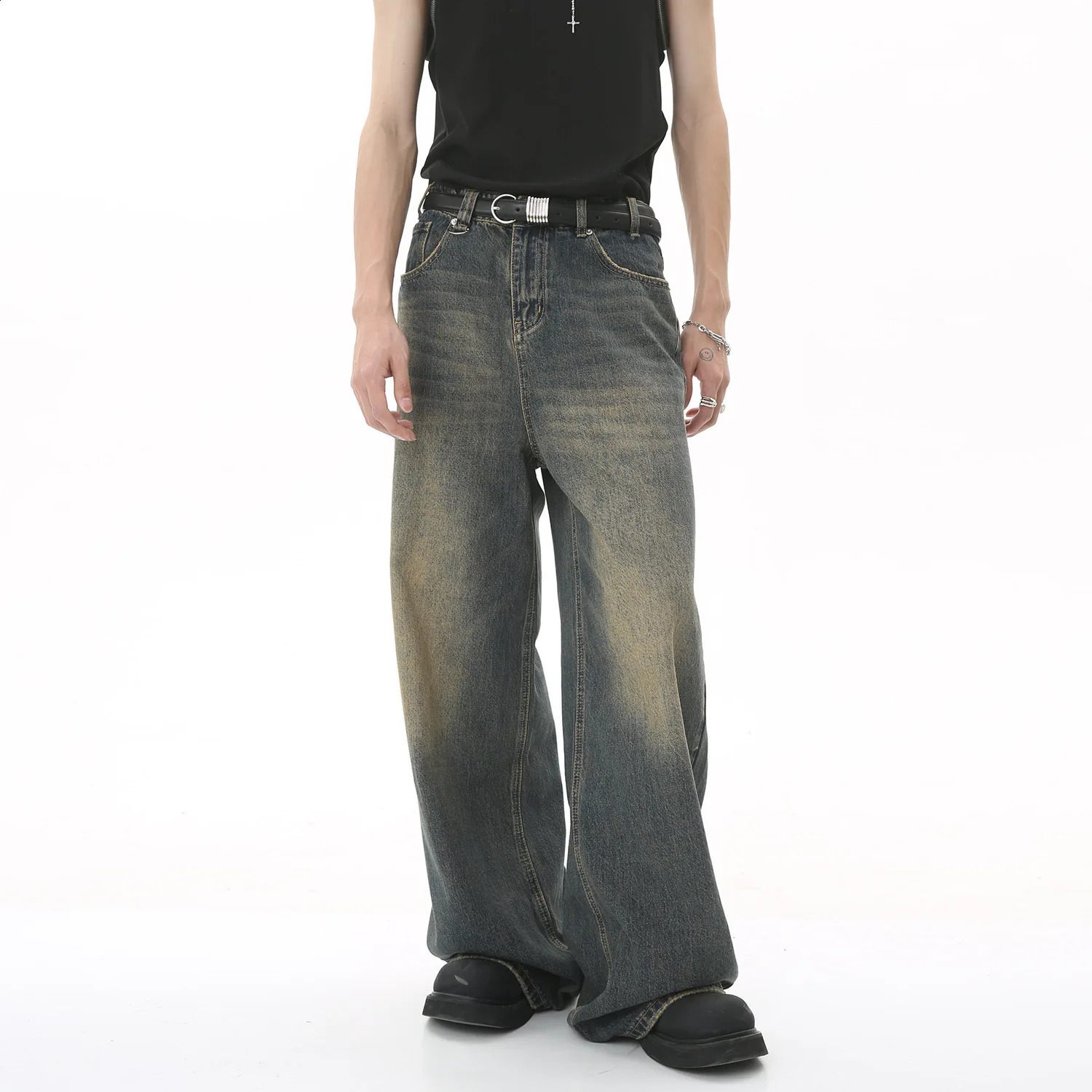 Mens Jeans Retro Loose Fashion Casual Pants 240904