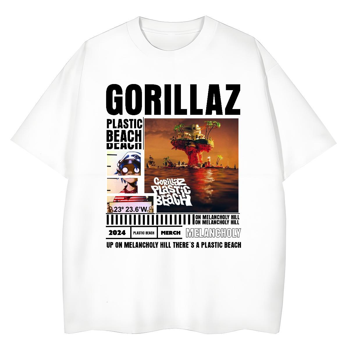 New Woman T Shirts 230g 100% Cotton Breathable Summer Casual GORILLAZ Tshirt for Man Woman Soft Black Oversized Tshirts