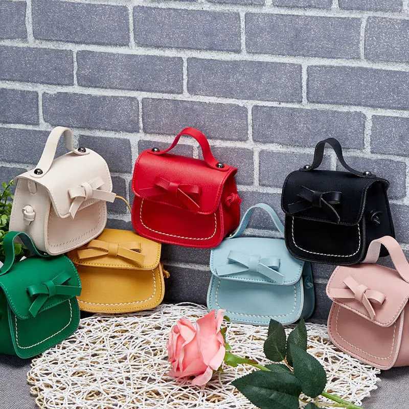2021 Childrens Bow Cross Bag Fashion Cute Girl Mini Coin Wallet Fashion Pu Leather Handbag W240906