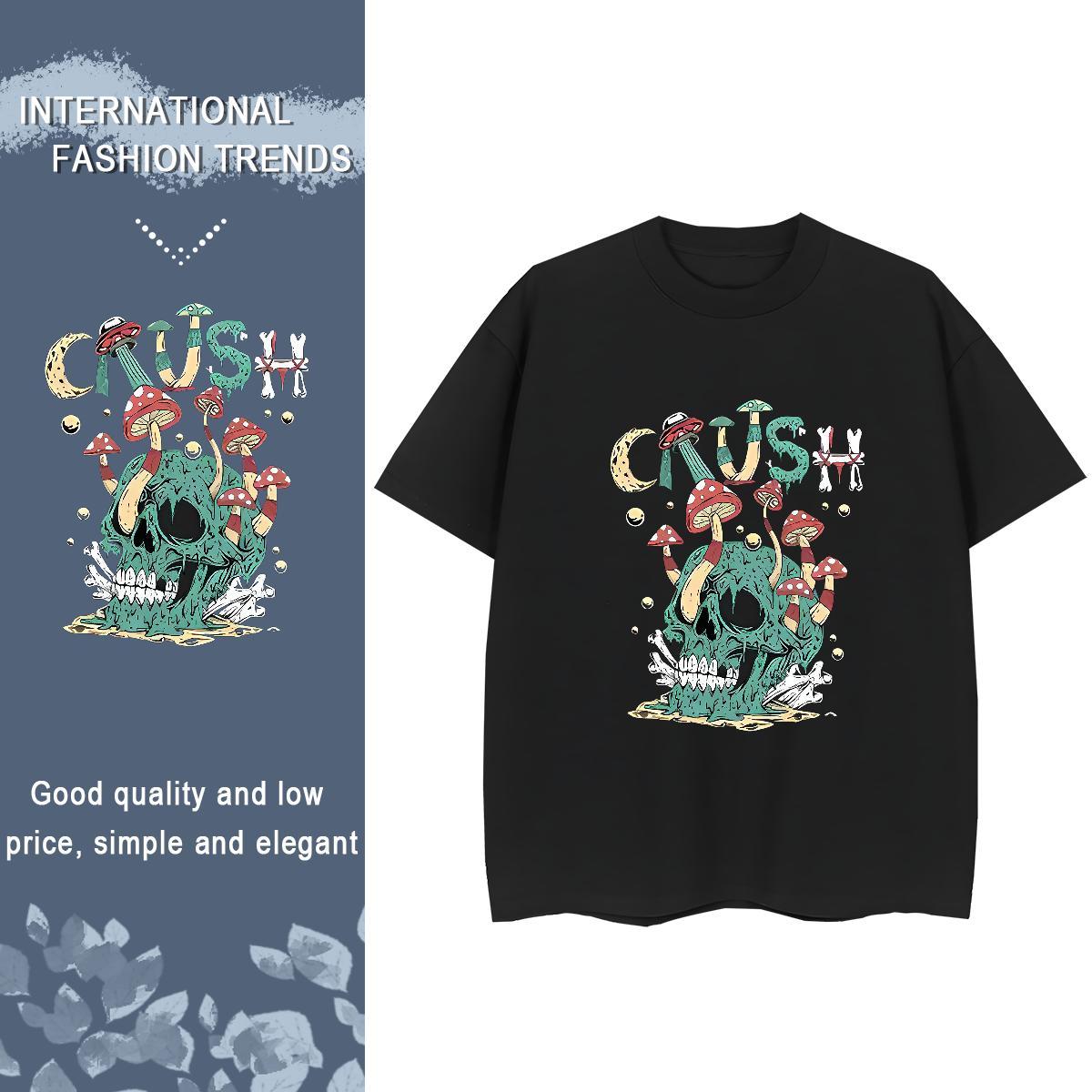Fashion T-Shirts for Women 230g Cotton Short sleeve Soft Hip Hop Street skull Woman Tshirt Free Shipping DIY Anime Clothings