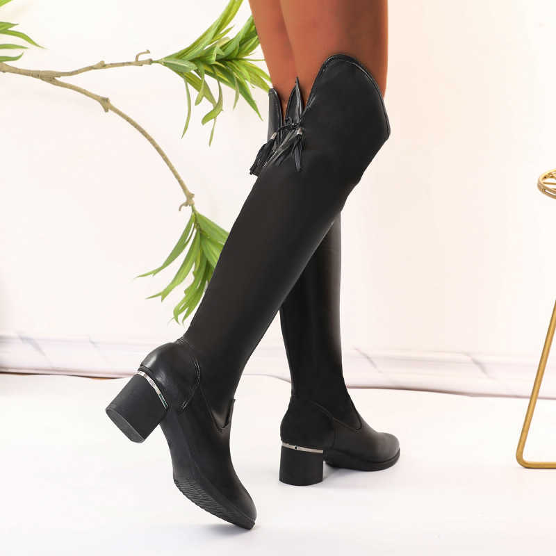 Autumn Winter Over Knee Elastic Long Fashion Boots With Thick Heels For Women Martin Boots Slim Fashionable Knee Boots For Women 240826