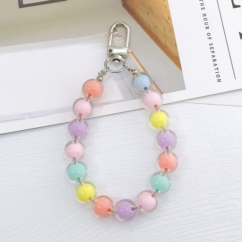 Yilian Jewelry Acrylic Candy colored Beaded Earphone Protective Cover Pendant Girl Keychain Bag Hanger