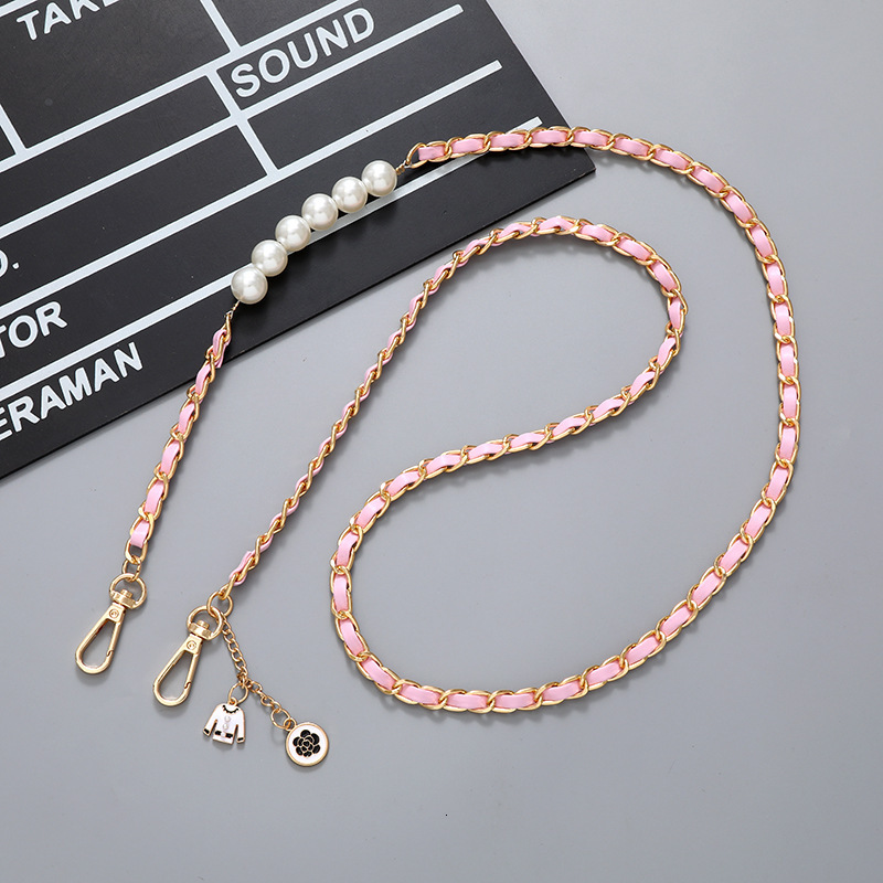 Yilian's new Xiaoxiangfeng pearl string leather crossbody single shoulder bag chain, decoration, phone case, keychain, hanging rope pendant