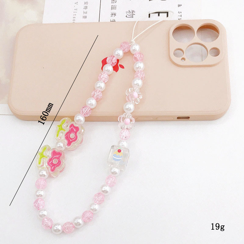 Yilian's new acrylic printed bunny chain DIY case jewelry drip oil flower phone rope