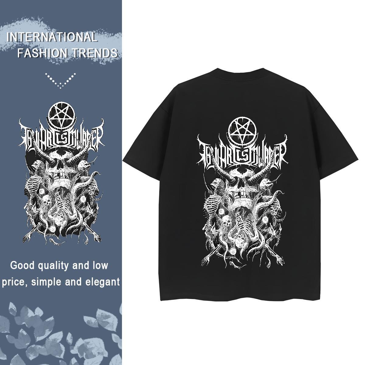 Fashion T Shirts Women 230g Pure Cotton Breathable Crew Neck Casual Daily Wear skull Lady T shirt Popular Graphic Top Tees