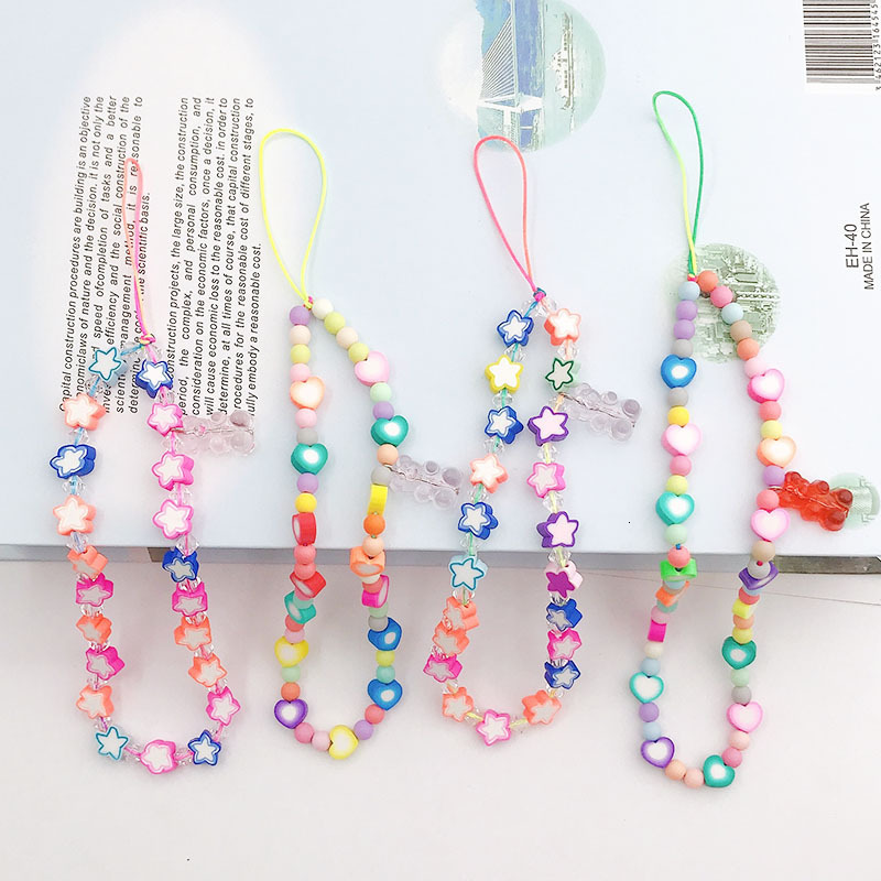 Yilian's new hot selling soft ceramic pentagonal star handmade DIY bead chain phone case