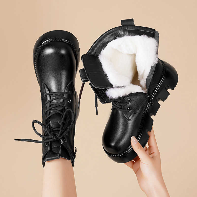 CMM Thick Soled Height Increasing Boots for Women Winter Suede Short Boots Leather Thickened Large Cotton Shoes Anti Slip Fur Integrated Snow Boots