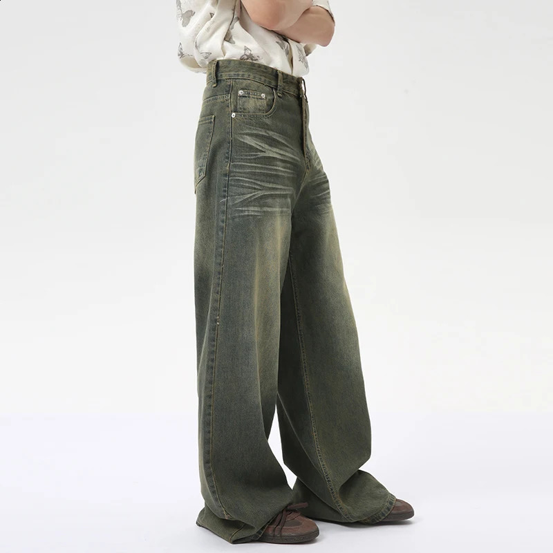 IEFB Fashion Loose Mens Straight Denim Pants American Style Casual Worn-out Wide Leg Jeans Summer Trend 9C6256 240905
