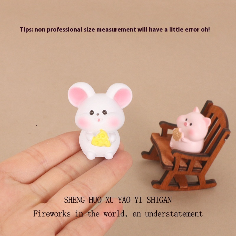DIY Friendly Mini Pig Rocking Chair in Resin - Perfect Micro Landscape Accessory