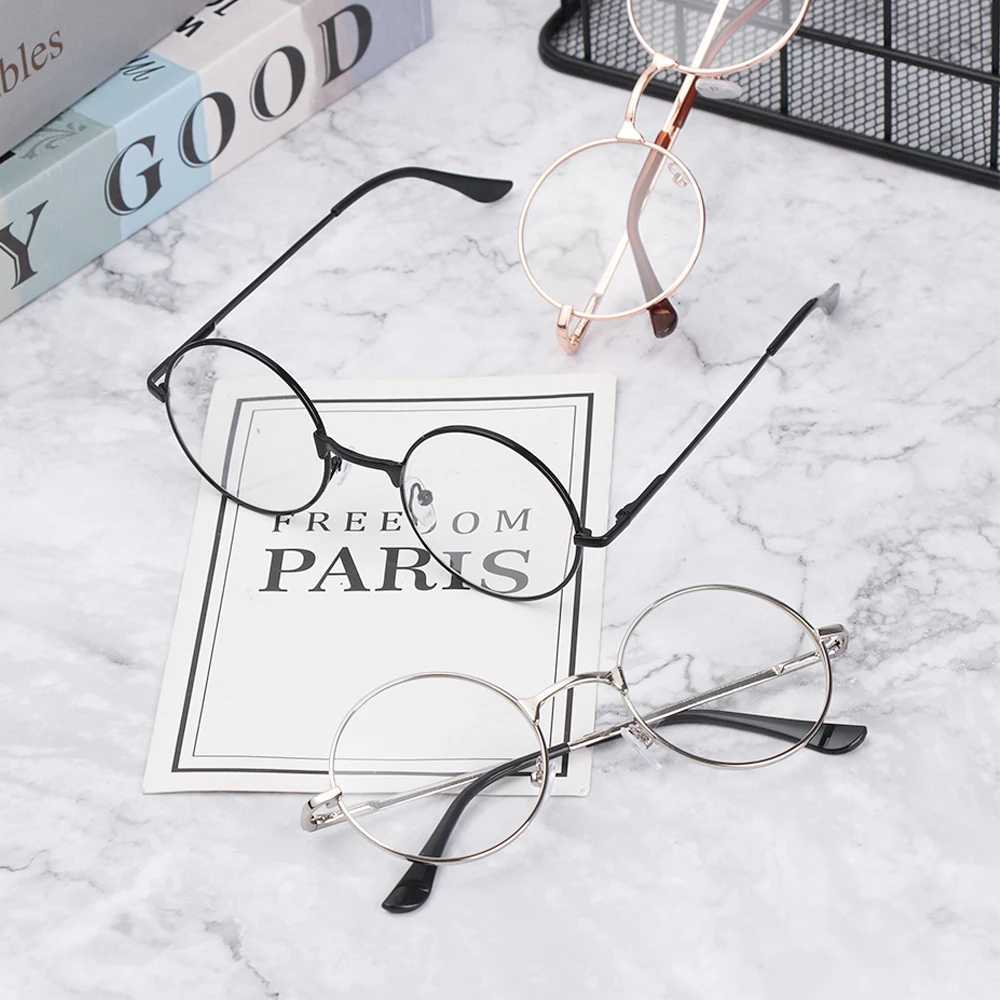 Fashion metal reading glasses retro round frame glasses womens ultra light resin glasses magnifying visual care+1.0~+4.0 W240906
