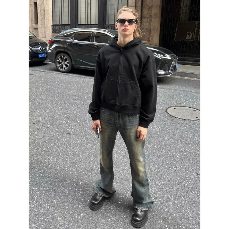 High-end Fashion Week Bootcut Washing Distressed Bamboo Cotton Jeans Micro Flared Bell Bottoms For Men Women 240906