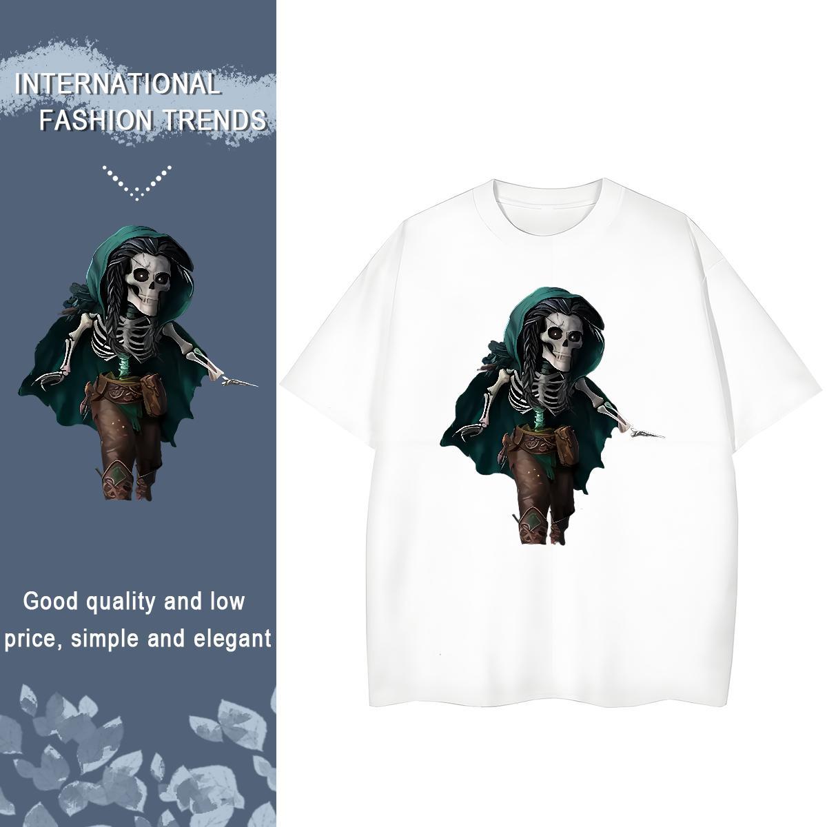 Fashion Casual T Shirts Women 230g Cotton Crew Neck Casual Sport skull Womens Tshirts Loose Custom Print Plus Size Top Tees