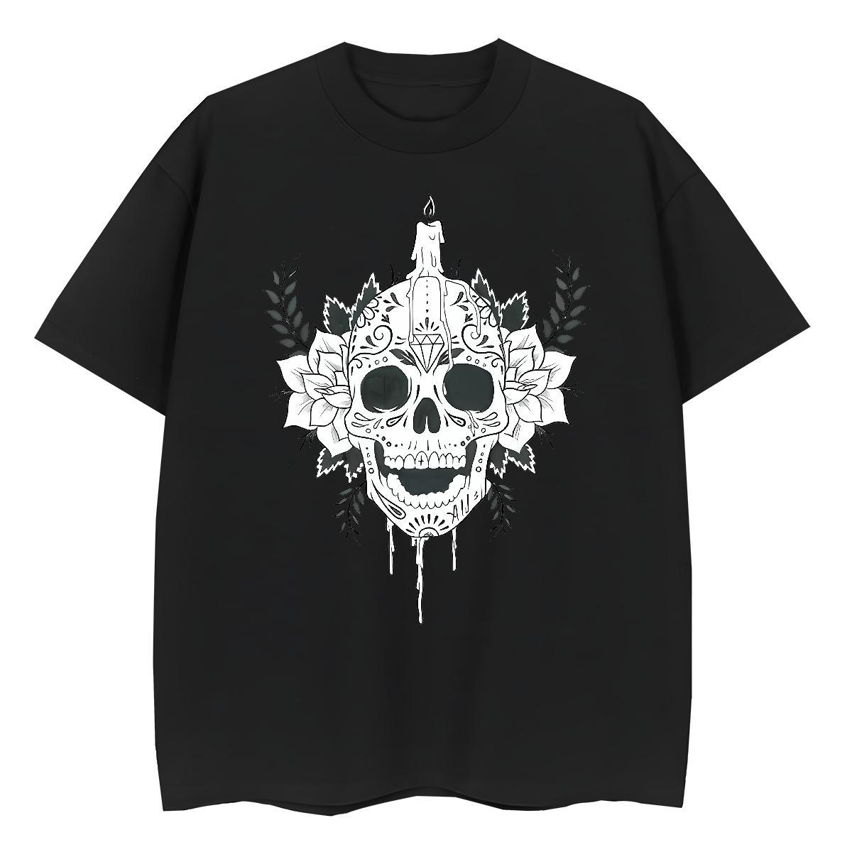 2024 DIY T shirt 230g 100% Cotton Comfortable Beach skull Unisex Tshirts High quality Anime Print Top Shirts