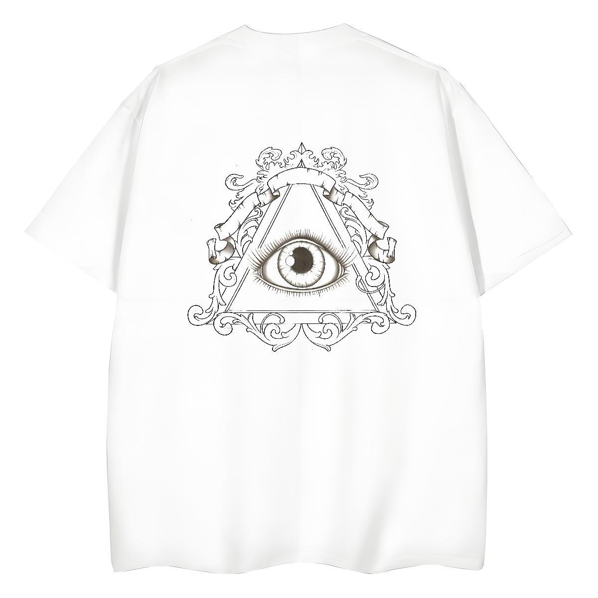 DIY T shirt 230g Cotton O Neck Short Sleeves Sports Street Wear eye of the devil Unisex Tshirts Brand Graphic Clothes Shirt