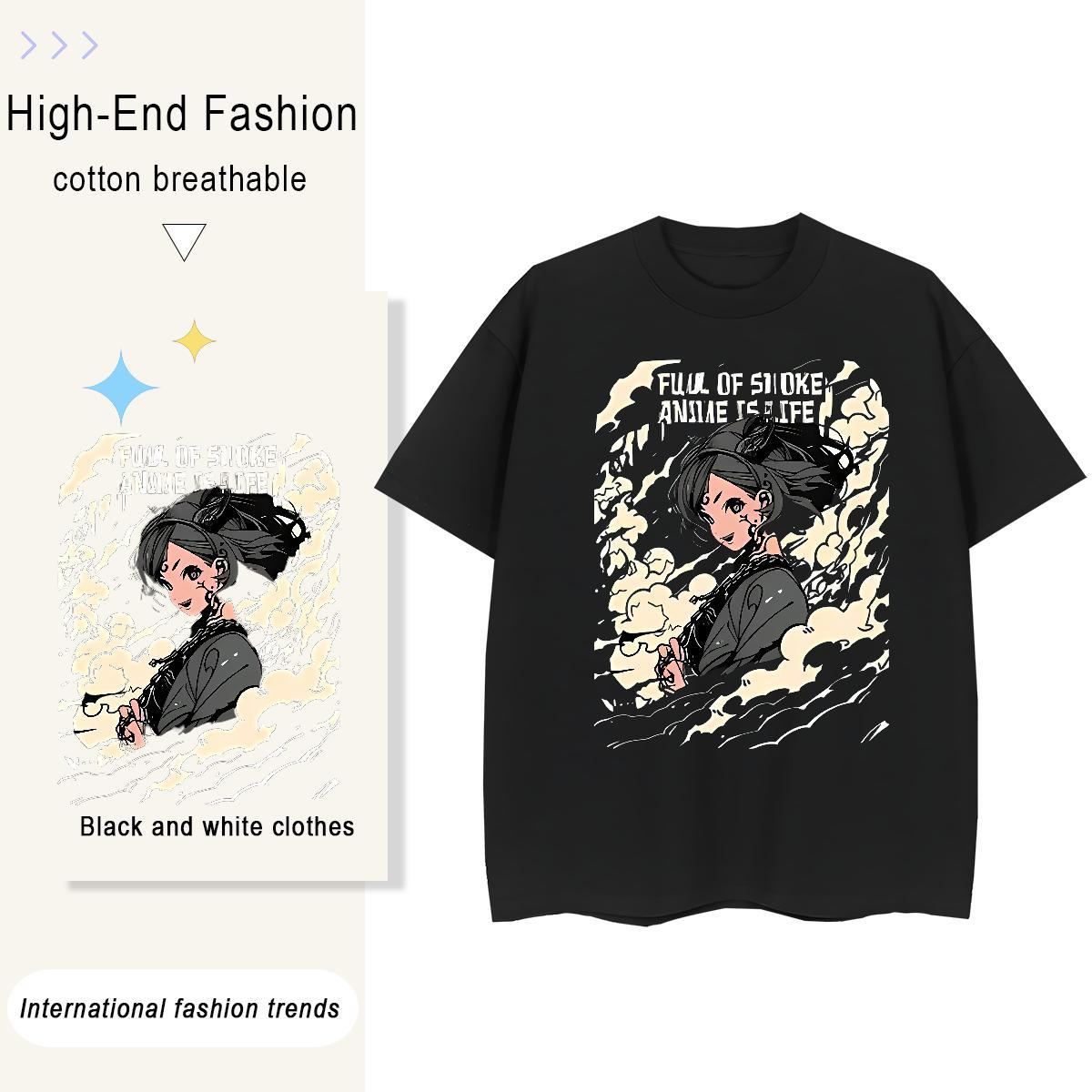 Factory Direct Womens T Shirts 230g Cotton Breathable Short Sleeve Daily Wear portrait Couples T Shirts Loose DIY Anime Printed Top Tees