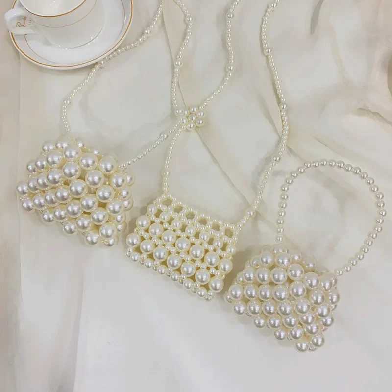 Fashionable handmade pearl coin wallet childrens cross bag girls summer party shoulder bag childrens mini wallet handbag W240906