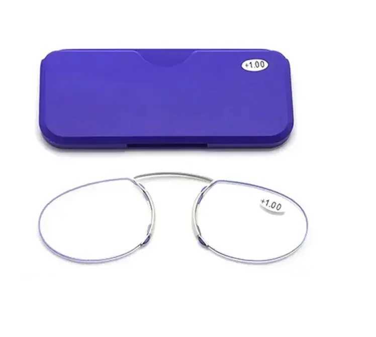 Latest Ultralight Mini Mens Pocket Reading Glasses Thin Clip Nez Nose Clip Elder Glasses Armless TR Glasses 1.5 2.5 W240907