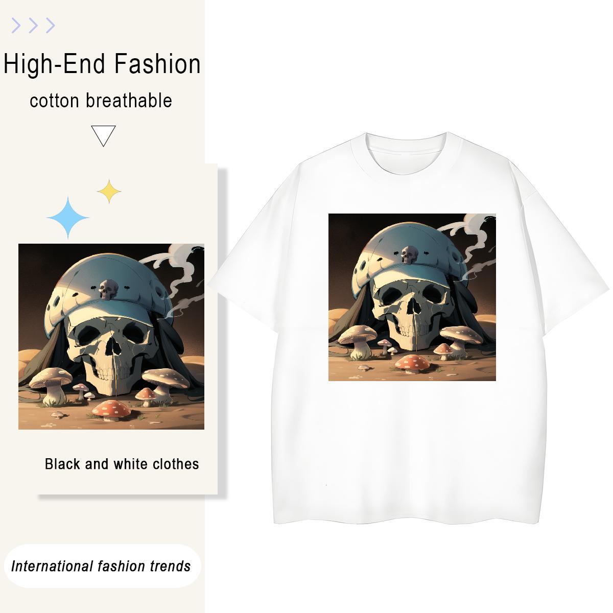 2024 T Shirt For Woman 230g Cotton O Neck Short Sleeves Daily Wear skull Women Tees Designer Nice Custom Print Oversized Tops Tees