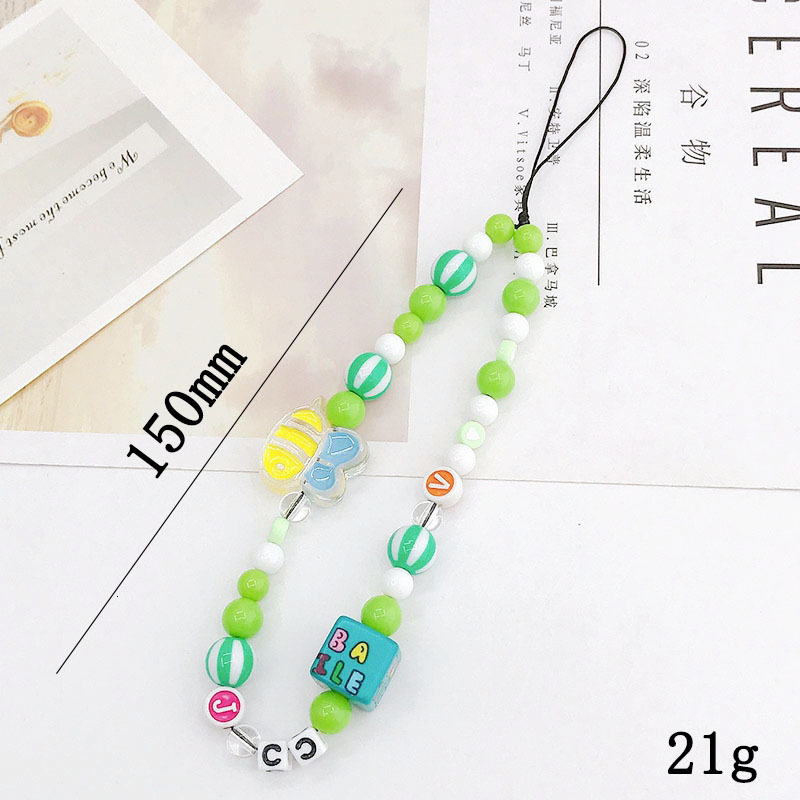 Yi Lian's New Candy Color Little Bee Chain Beaded Hanging Rope Anti drop Short Hand Bracelet Phone Case Decoration