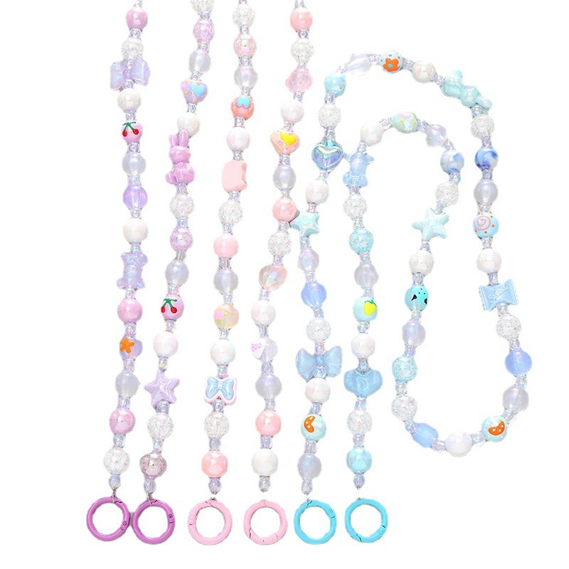 Korean version of cute hand-painted bead crossbody exquisite and fashionable bag chain, mobile phone hanging rope chain