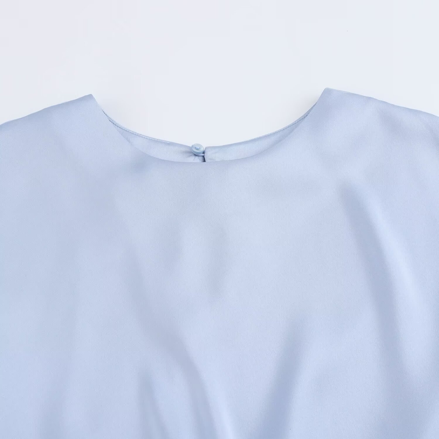 Short Sleeved Texture and Temperament Dress New Product for Womens Wear Midi Silk Satin Autumn Knot Decoration