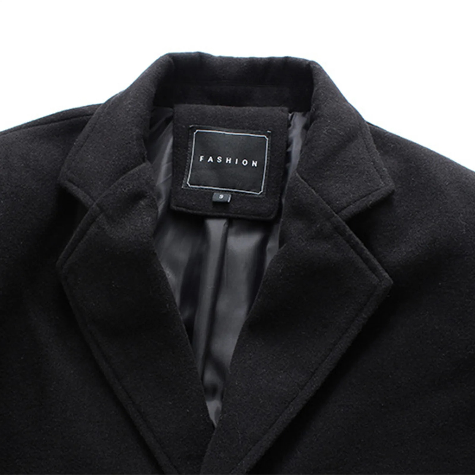 Men Wool Blend Long Coat Autumn Winter Solid Color Lapel Collar Woolen Coat Fashion Slim Windbreaker Jacket Men Clothing 240903
