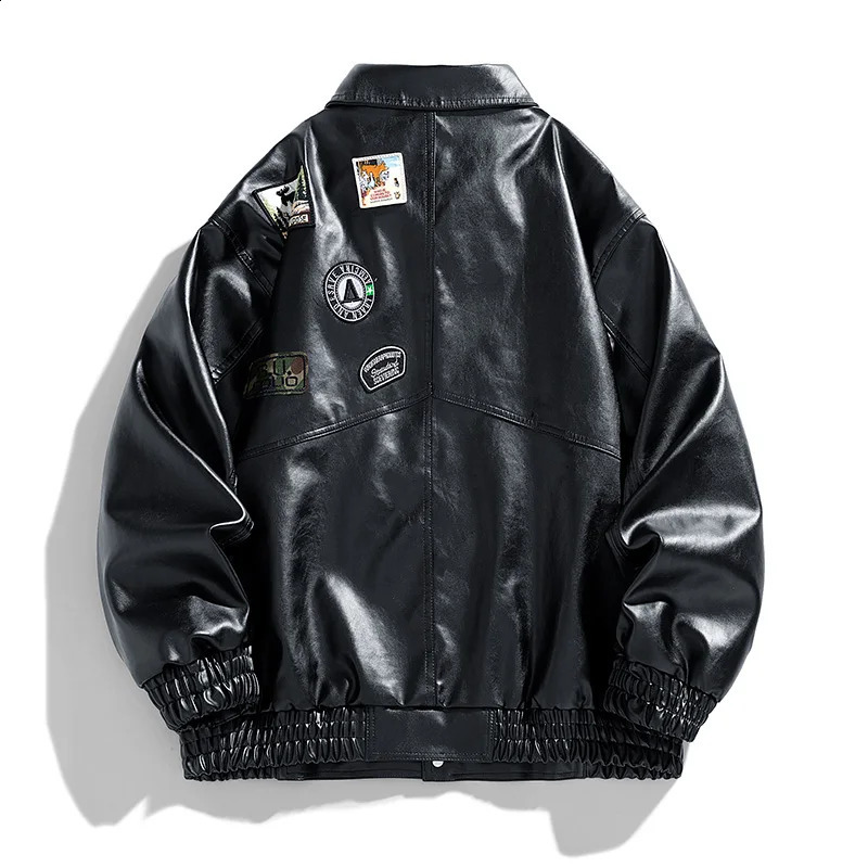 JS589American retro school to overcome male spring and autumn casual luftier motorcycle leather jacket windproof coat 240905