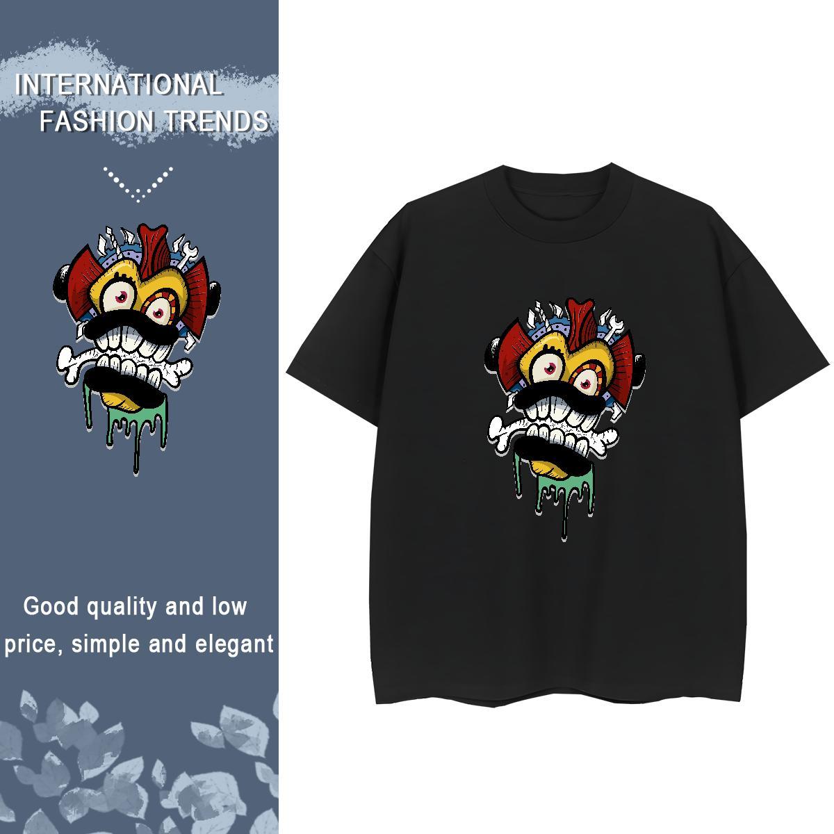 Custom Women T Shirts 230g Cotton O-Neck Short Sleeve Hip Hop skull Tshirt for Man Woman Female Customized Clothes Shirt