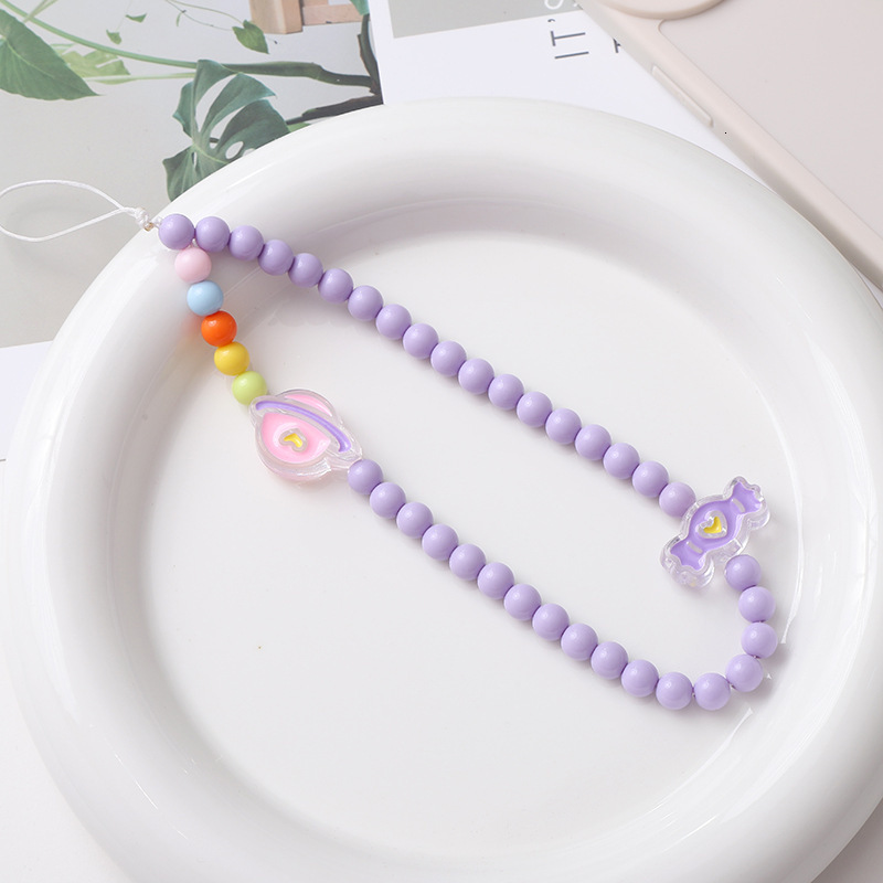 Yilian's new acrylic bead drop oil candy butterfly wer wrist chain accessories short mobile phone lanyard