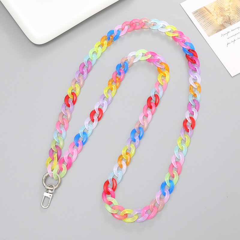 17mm acrylic colorful DIY anti lost phone rope shoulder strap crossbody decoration hanging chain for women
