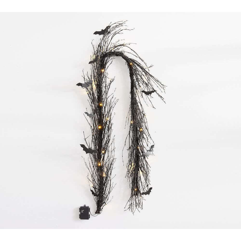 Black Bat Luminous Wreath Halloween Front Door Wall Decoration Pendant Accessories