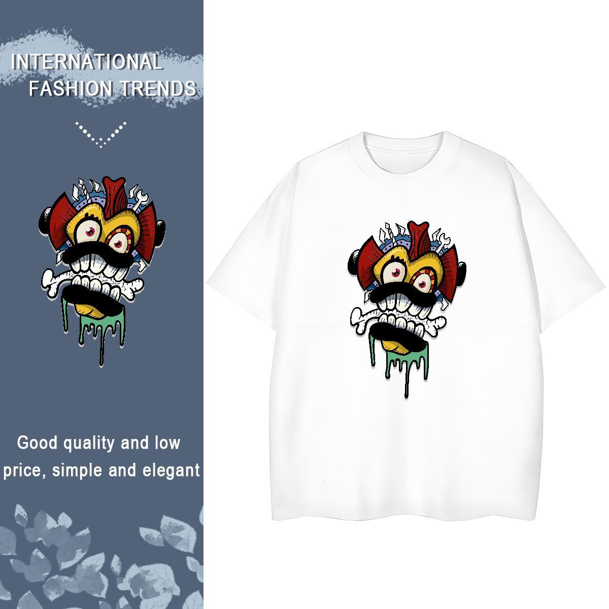 Custom Women T Shirts 230g Cotton O-Neck Short Sleeve Hip Hop skull Tshirt for Man Woman Female Customized Clothes Shirt
