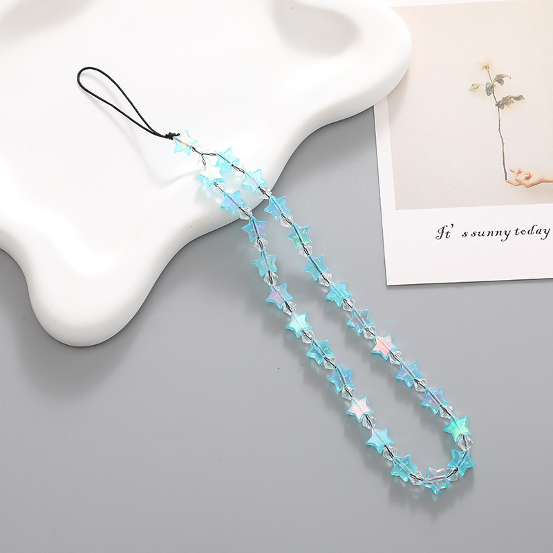 Mermaid Lady Five pointed Star Beaded Chain Case Hanging Pendant fall and Anti loss Phone Rope Female