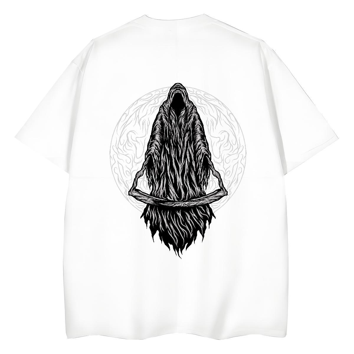 2024 Casual Women T Shirts 230g Cotton Crew Neck High Street Hip Hop skull Women Tees Unisex Cartoon Print Top Tees