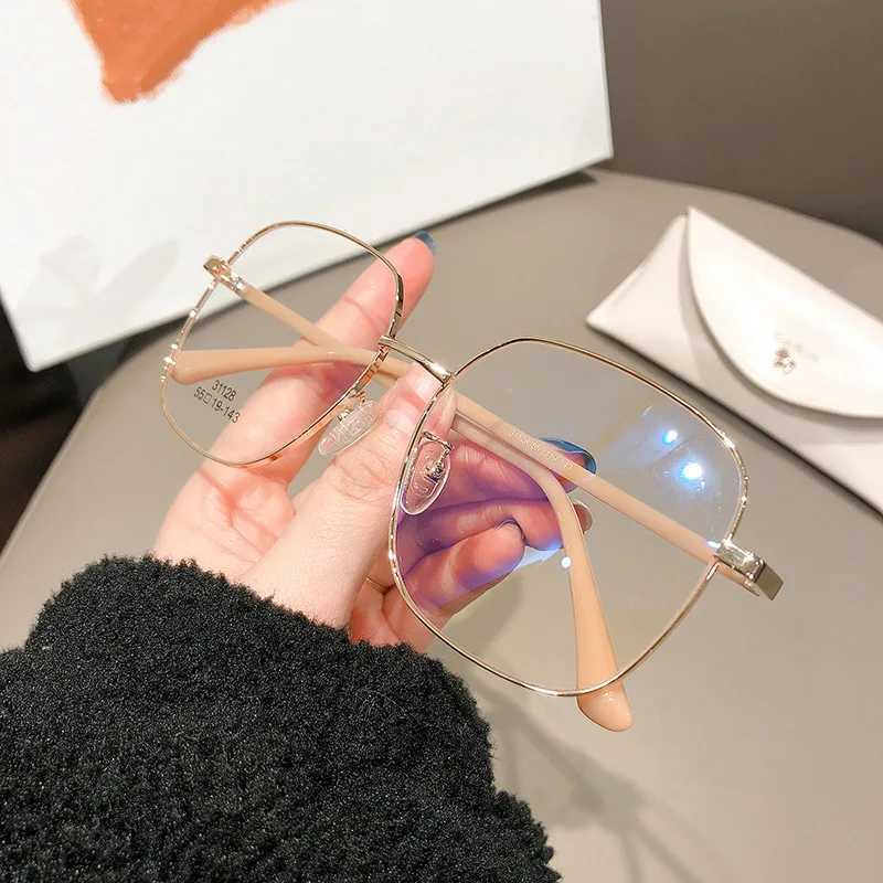 Luxury square frame finished Myopia glasses anti blue light metal frame low beam glasses mens and womens diodes 0-0.5-1.0~-6.0 W240906