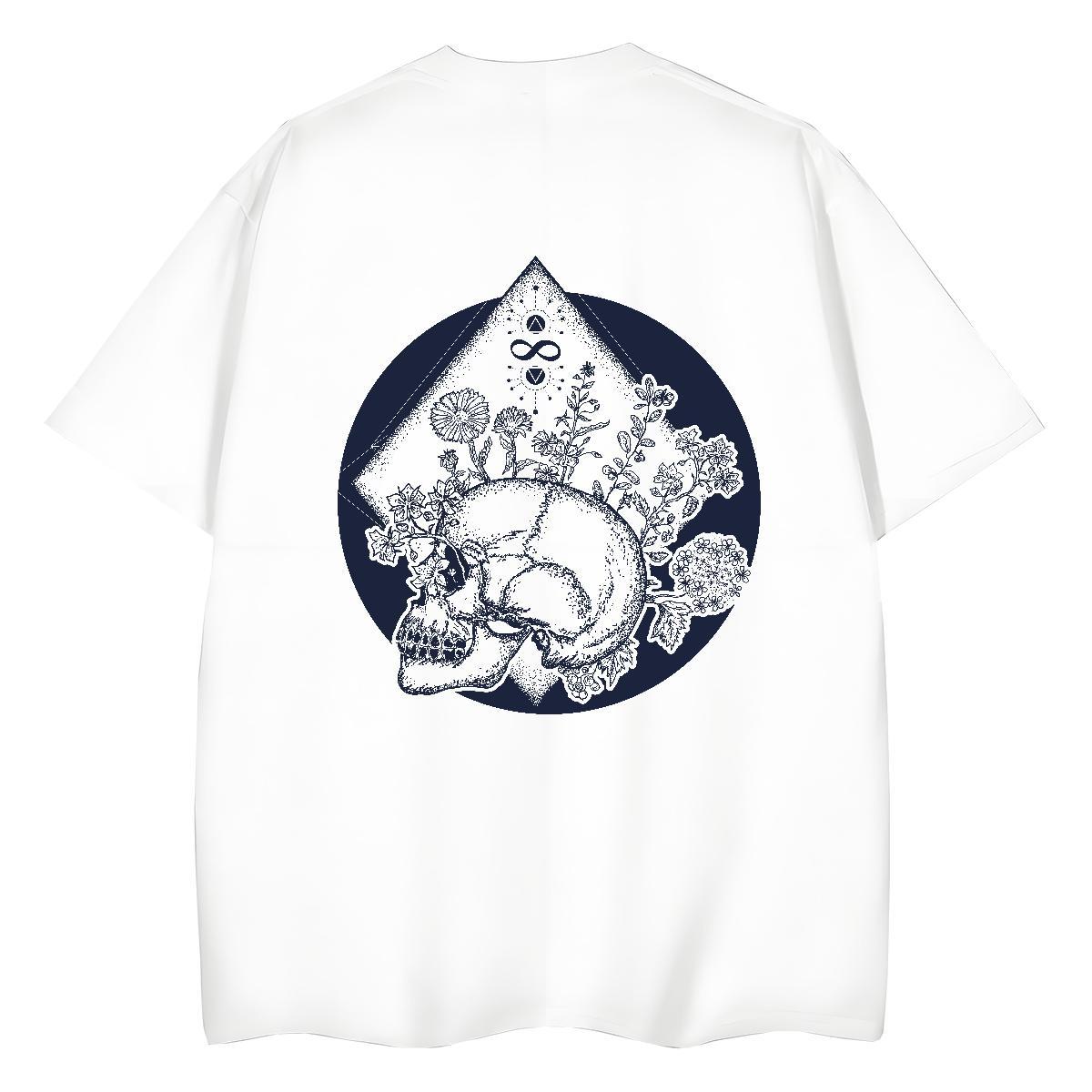 New Women T Shirts 230g 100% Cotton Short sleeve Soft Beach skull Couples T Shirts Unisex Cartoon Print Tops Tees