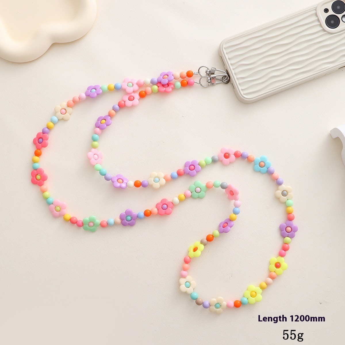 Yi Lian's New Acrylic Beaded Pearl Cross Shoulder Strap Chain Phone Case Hanging Decoration Gift for Women