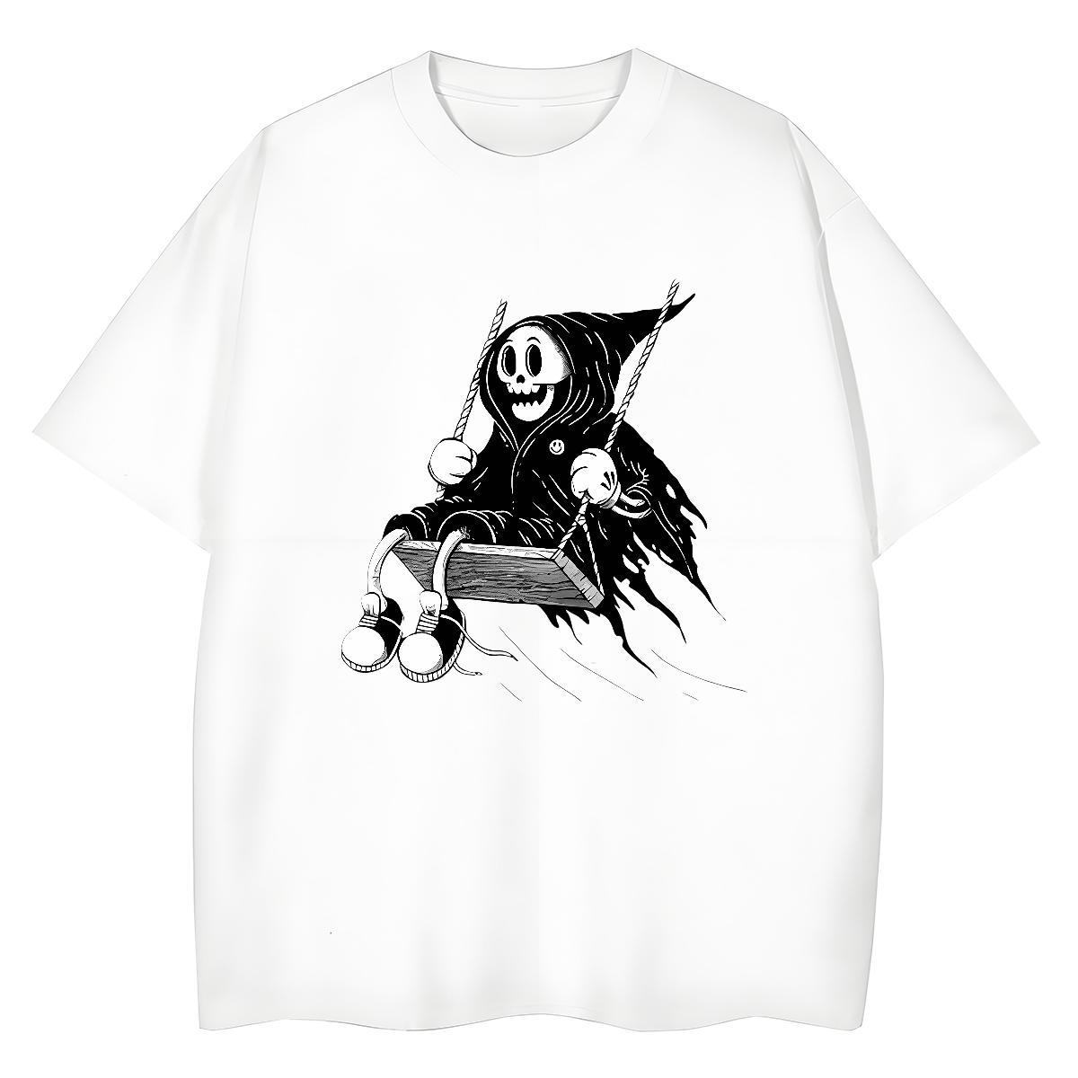 Fashion T shirt 230g 100% Cotton Crew Neck Spring Summer skull Woman Tshirt Brand Oversized L-4XL Clothes