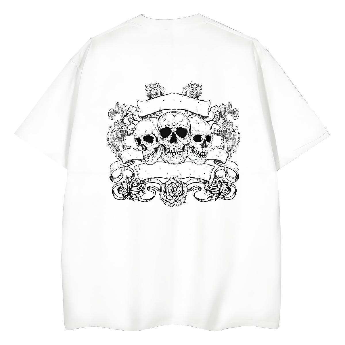 2024 Woman T Shirts 230g 100% Cotton O-Neck Short Sleeve Outdoor skull Couples T Shirts Soft Custom Printing Tops Shirt