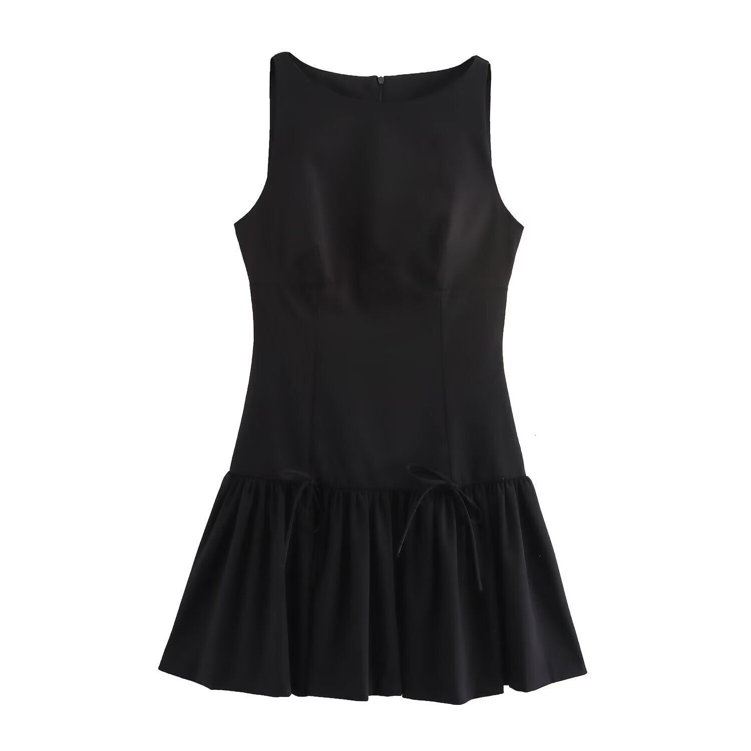 Mini Autumn Womens Dress with Wind Style Sleeveless Bow New Product Light and Mature Style