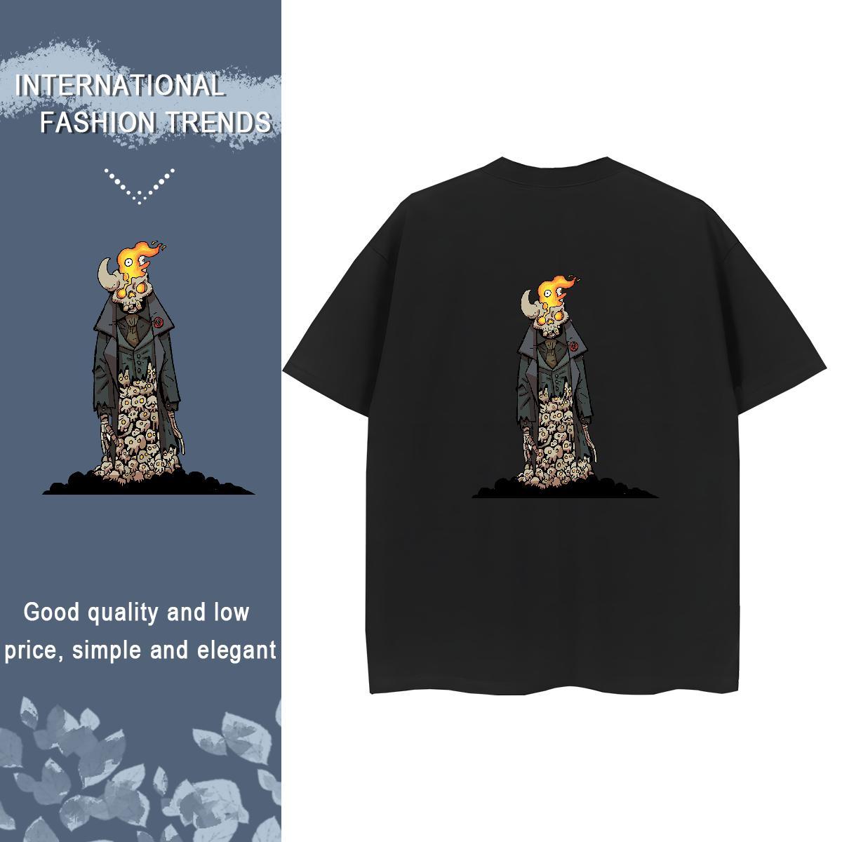 Designer T shirt 100% Cotton 230g Crew Neck Breathable Casual Daily Wear skull Tshirt for Man Woman High quality Black White Clothes Shirt