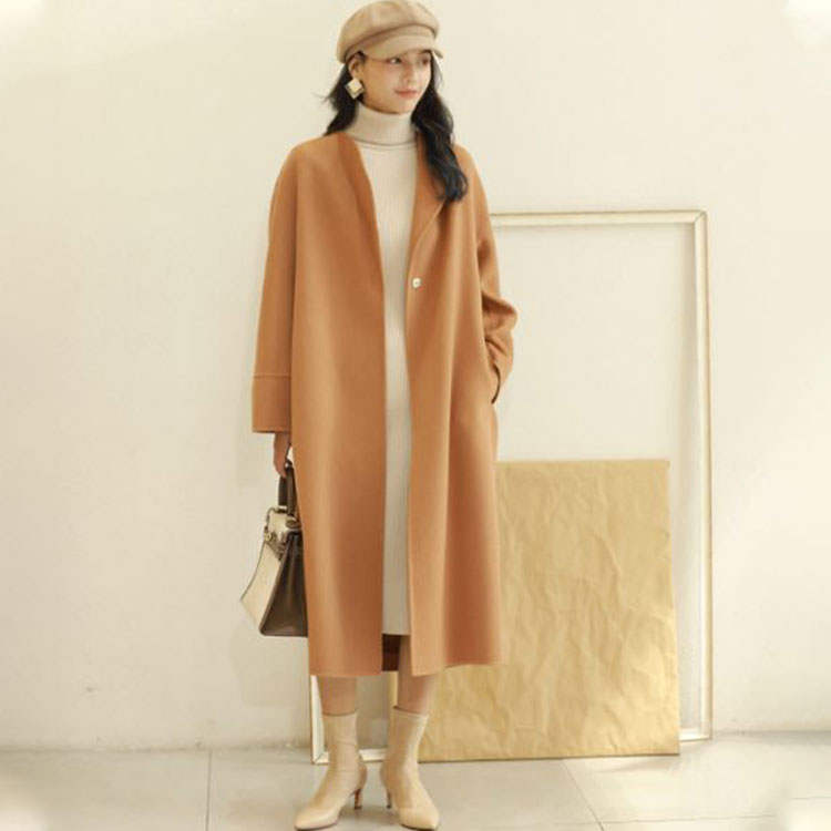 Chic Korean Silhouette Unisex Double-Layered Wool Overcoat for Modern Fashion Enthusiasts factory direct sale
