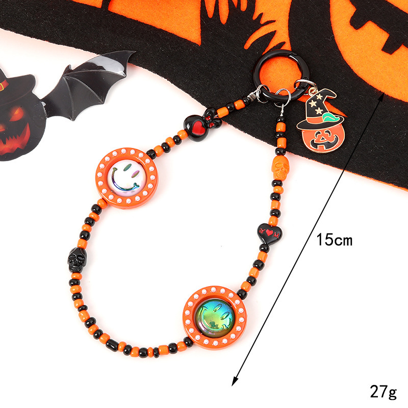 Wrist style bead pendant Halloween keychain accessories mobile phone lanyard