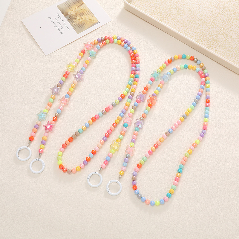 Yilian's new colorful mermaid girl diagonal cross phone case hanging rope five pointed star bead small fresh chain bag shoulder strap